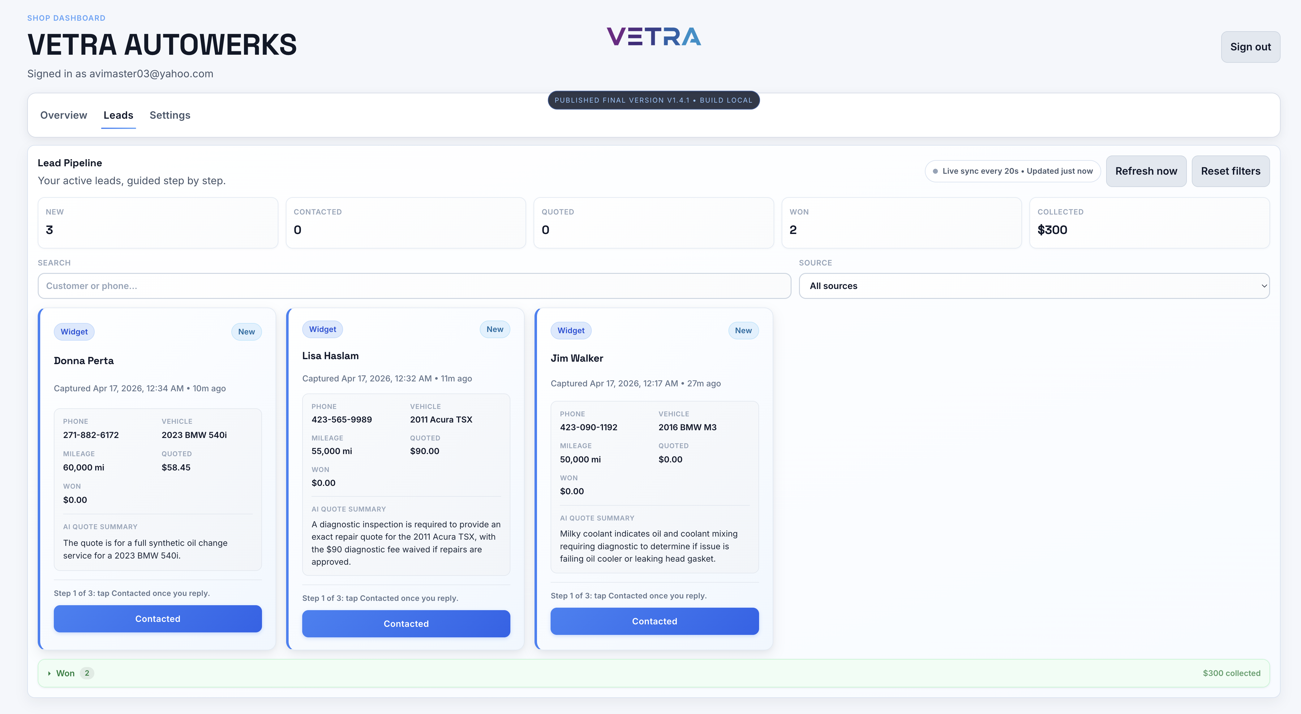 Vetra Lead Pipeline